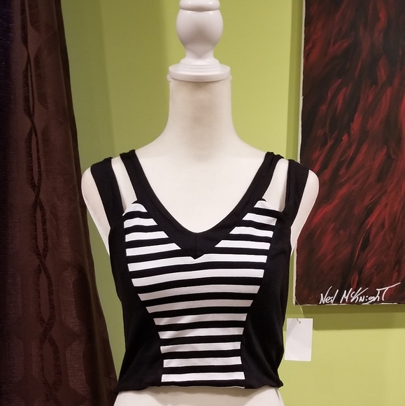 Charlotte Russe Tops - NWT High Low Striped Crop Top By Charlotte Russe